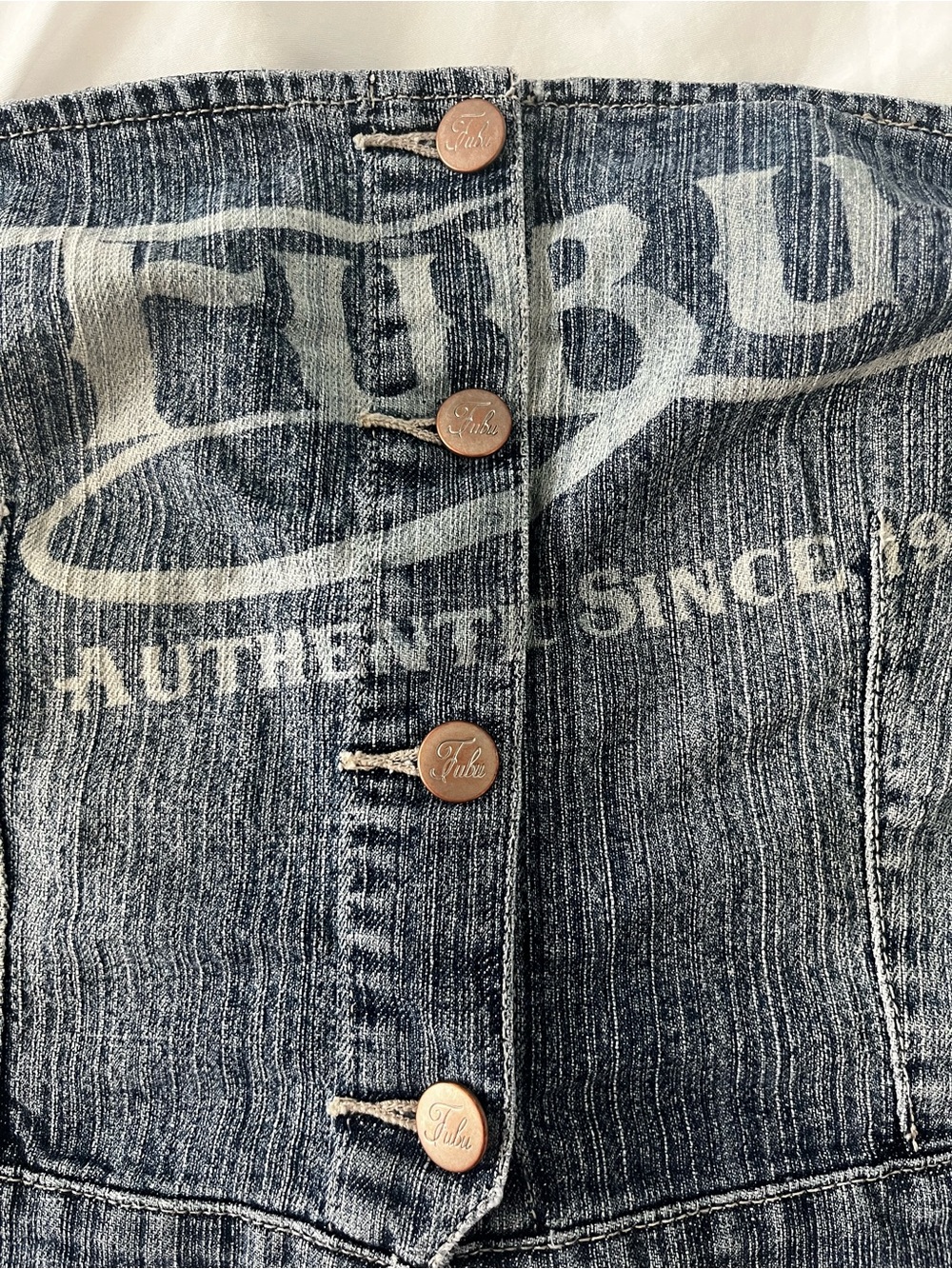 FUBU Y2K Graphic Denim Corset Top - Picture 4 of 8
